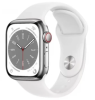 Apple Watch Series 8 41mm (GPS + Cellular) Silver Aluminum Case With White Sport Band (MP4A3)