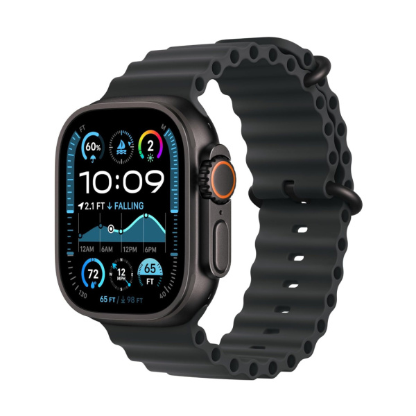 Apple Watch Ultra 2 (2024) 49mm Black Titanium Case with Black Ocean Band (One Size)