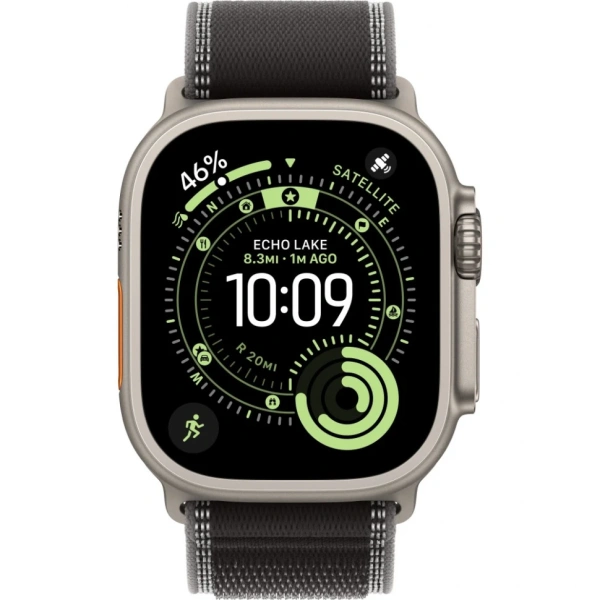 Apple Watch Ultra 3 49mm Natural Titanium Case with Black/Charcoal Trail Loop (M/L)
