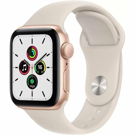 Apple Watch SE 40mm (GPS) Gold Aluminum Case with Starlight Sport Band (MKQ03)