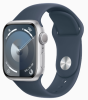 Apple Watch Series 9 41mm (GPS) Silver Aluminum Case with Storm Blue Sport Band (S/M) (MR903) Apple Watch Series 9 41mm (GPS) Silver Aluminum Case with Storm Blue Sport Band (S/M) (MR903)