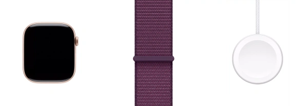 Apple Watch Series 10 42mm Rose Gold Aluminum Case with Plum Sport Loop