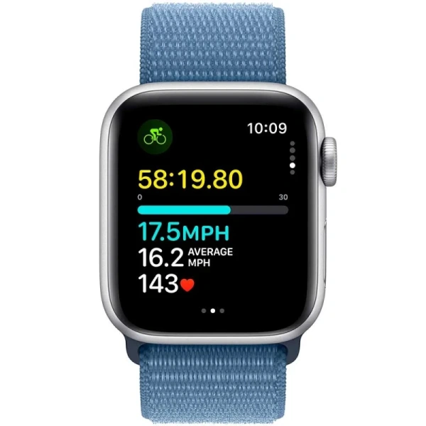 Apple Watch SE Gen 2 44mm (GPS) Silver Aluminum Case with Winter Blue Sport Loop (MREF3)