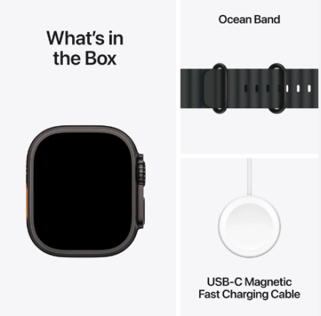 Apple Watch Ultra 2 (2024) 49mm Black Titanium Case with Black Ocean Band (One Size)