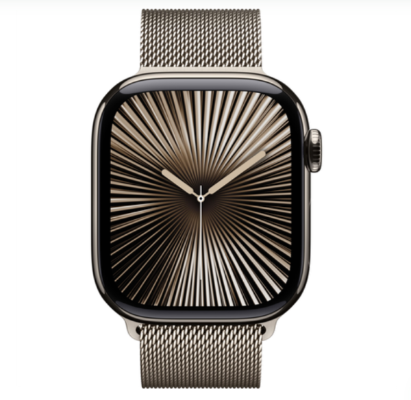 Apple Watch Series 10 42mm Natural Titanium Case with Natural Stainless Steel Milanese Loop