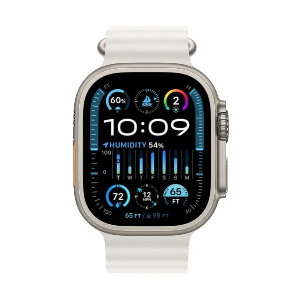 Apple Watch Ultra 2 49 mm (GPS) Titanium Case White Ocean Band (One Size) (MREJ3/MRF93)
