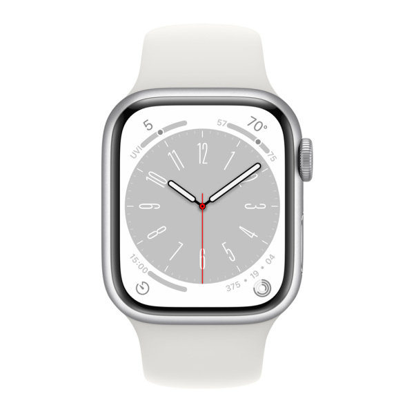 Apple Watch Series 8 41mm (GPS) Silver Aluminum Case with White Sport Band (M/L) (MP6M3)