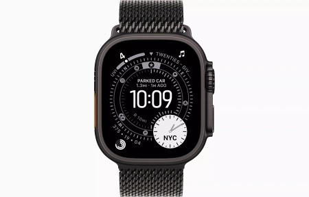 Apple Watch Ultra 3 49mm Black Titanium Case with Black Titanium Milanese Loop (S)