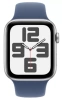 Apple Watch SE (2024) 44mm Silver Aluminium Case with Denim Sport Band (S/M)