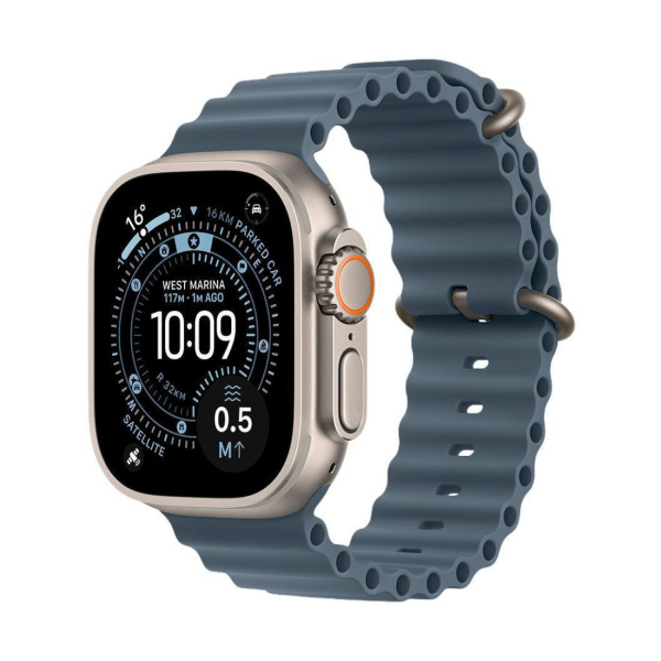 Apple Watch Ultra 3 49mm Natural Titanium Case with Anchor Blue Ocean Band (One Size)