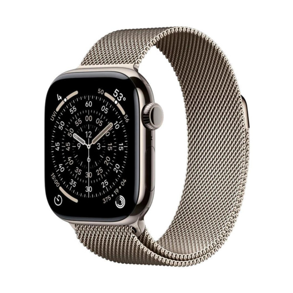Apple Watch Series 11 46mm Natural Titanium Case with Natural Milanese Loop (S/M)