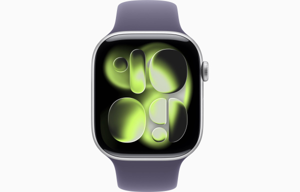 Apple Watch Series 11 46mm Silver Aluminum Case with Purple Fog Sport Band (M/L)