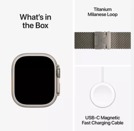 Apple Watch Ultra 2 (2024) 49mm Natural Titanium Case with Natural Titanium Milanese Loop (L)