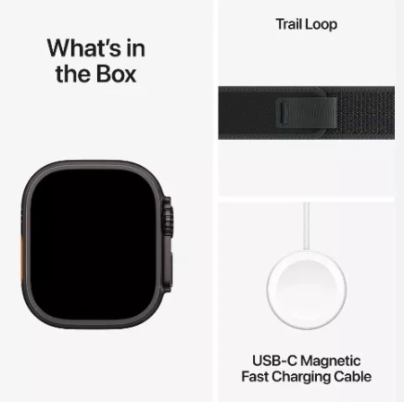 Apple Watch Ultra 2 (2024) 49mm Black Titanium Case with Black Trail Loop (S/M)