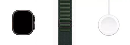 Apple Watch Ultra 2 (2024) 49mm Black Titanium Case with Dark Green Alpine Loop (L)