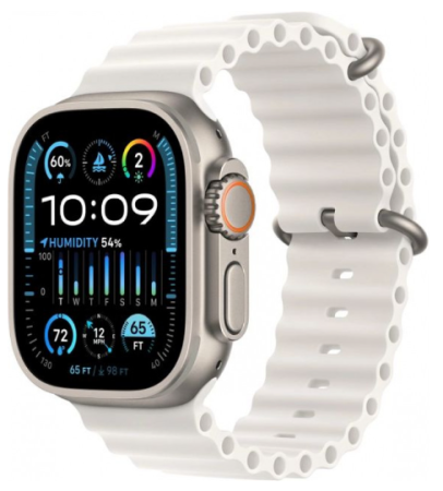 Apple Watch Ultra 2 49 mm (GPS+Cellular) Titanium Case White Ocean Band (One Size) (MREJ3)