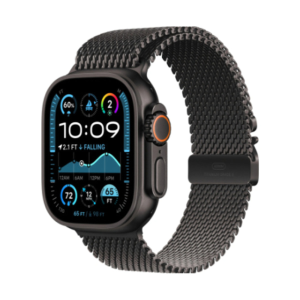 Apple Watch Ultra 2 (2024) 49mm Black Titanium Case with Black Titanium Milanese Loop (M)