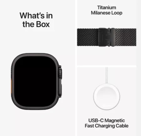 Apple Watch Ultra 2 (2024) 49mm Black Titanium Case with Black Titanium Milanese Loop (S)