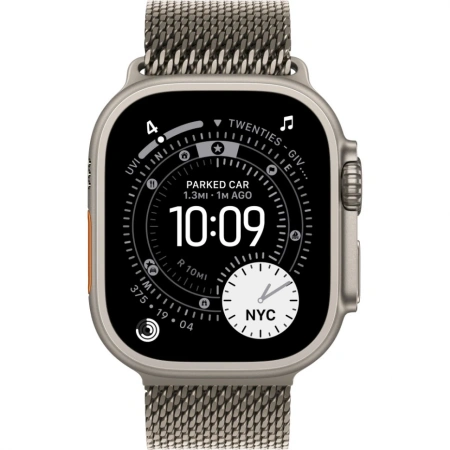Apple Watch Ultra 3 49mm Natural Titanium Case with Natural Titanium Milanese Loop (L)