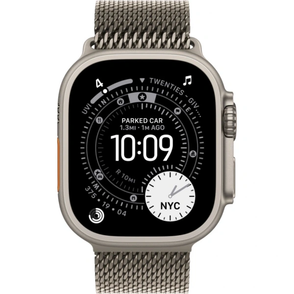 Apple Watch Ultra 3 49mm Natural Titanium Case with Natural Titanium Milanese Loop (S)
