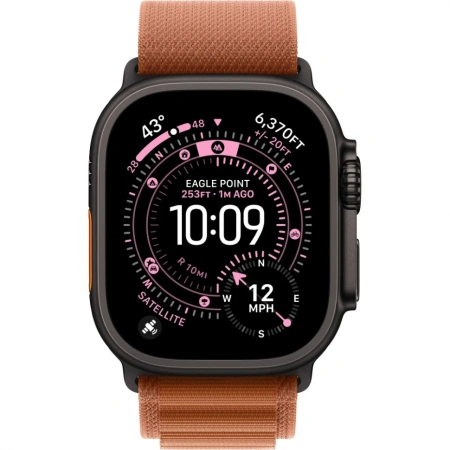 Apple Watch Ultra 3 49mm Black Titanium Case with Terra Cotta Alpine Loop (S)
