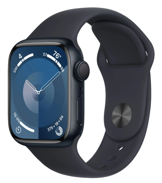 Apple Watch Series 9 41mm (GPS) Midnight Aluminum Case with Midnight Sport Band (S/M) (MR8W3)
