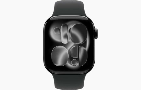 Apple Watch Series 11 42mm Jet Black Aluminum Case with Black Sport Band (S/M)