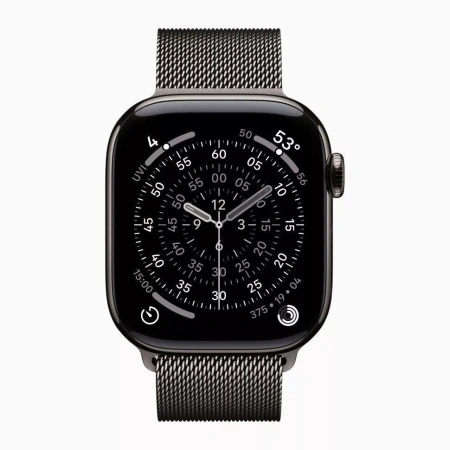 Apple Watch Series 11 46mm Slate Titanium Case with Slate Milanese Loop (S/M)
