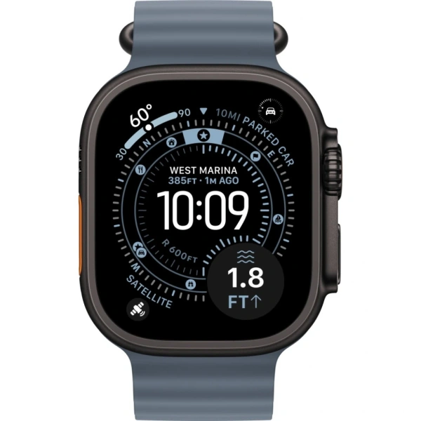 Apple Watch Ultra 3 49mm Black Titanium Case with Anchor Blue Ocean Band (One Size)