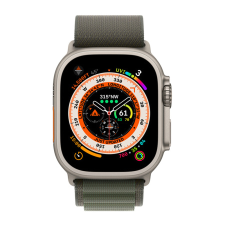 Apple Watch Ultra 49 mm (GPS+Cellular) Titanium Case Green Alpine Loop (S) (MNHQ3/MNHC3/MNHJ3)