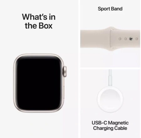 Apple Watch SE (2024) 40mm Starlight Aluminium Case with Starlight Sport Band (S/M)