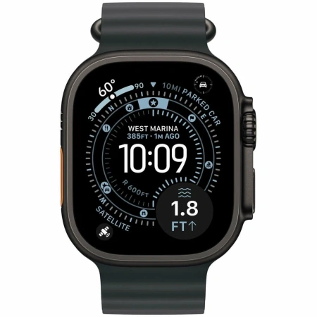 Apple Watch Ultra 3 49mm Black Titanium Case with Black Ocean Band (One Size)