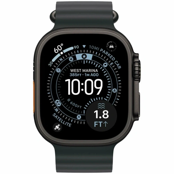Apple Watch Ultra 3 49mm Black Titanium Case with Black Ocean Band (One Size)
