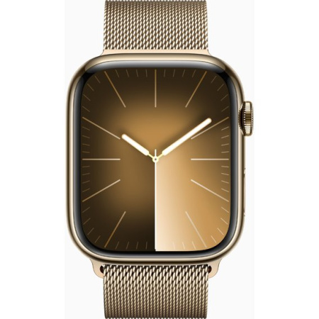 Apple Watch Series 9 45mm (GPS) Gold Stainless Steel Case with Gold Stainless Steel Milanese Loop (MRMU3)