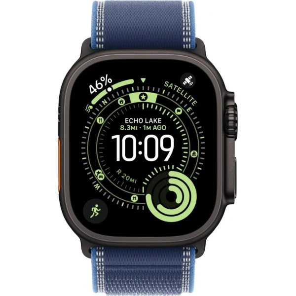 Apple Watch Ultra 3 49mm Black Titanium Case with Blue/Bright Blue Trail Loop (M/L)