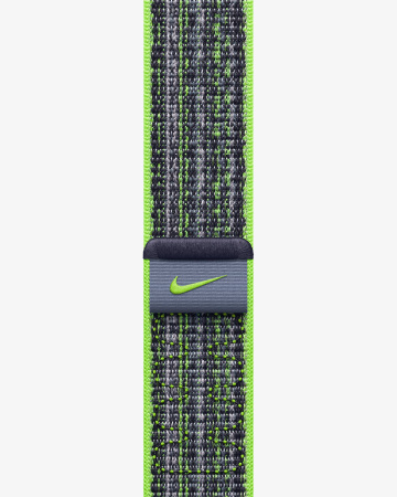 Apple Watch SE Gen 2 40mm (GPS) Midnight Aluminum Case with Bright Green/Blue Nike Sport Loop (MRTR3)