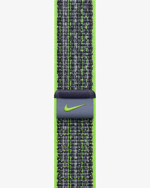 Apple Watch SE Gen 2 40mm (GPS) Midnight Aluminum Case with Bright Green/Blue Nike Sport Loop (MRTR3)