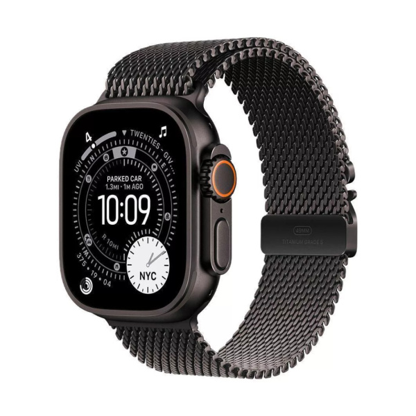Apple Watch Ultra 3 49mm Black Titanium Case with Black Titanium Milanese Loop (M)