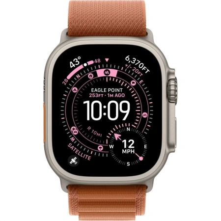 Apple Watch Ultra 3 49mm Natural Titanium Case with Terra Cotta Alpine Loop (M)