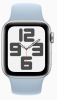 Apple Watch SE Gen 2 44mm (GPS) Silver Aluminum Case with Light Blue Sport Band (M/L) (MRW03)