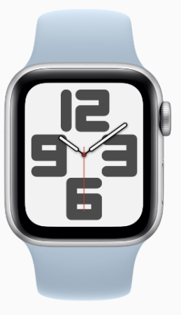 Apple Watch SE Gen 2 44mm (GPS) Silver Aluminum Case with Light Blue Sport Band (M/L) (MRW03)