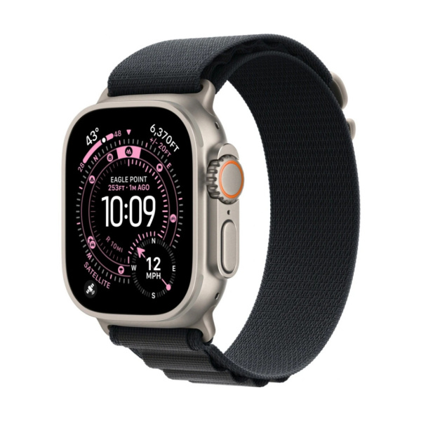 Apple Watch Ultra 3 49mm Natural Titanium Case with Black Alpine Loop (L)