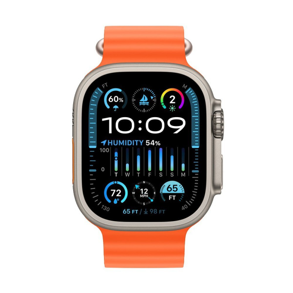Apple Watch Ultra 2 49 mm (GPS) Titanium Case Orange Ocean Band (One Size) (MREH3)