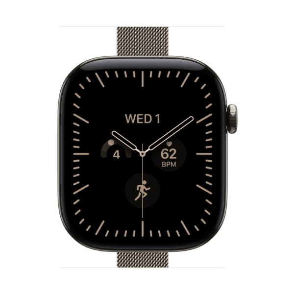 Apple Watch Series 12 46mm Natural Titanium Case with Natural Stainless Steel Milanese Loop (S/M)