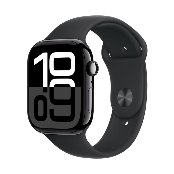 Apple Watch Series 10 46mm Jet Black Aluminum Case with Black Sport Band (S/M)