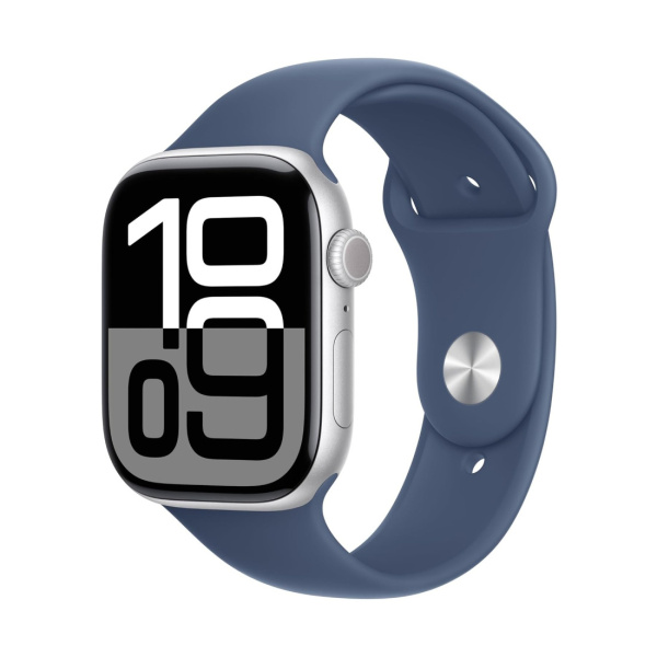 Apple Watch Series 10 46mm Silver Aluminum Case with Denim Sport Band (M/L)