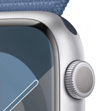 Apple Watch Series 9 45mm (GPS) Silver Aluminum Case with Winter Blue Sport Loop (MR9F3)