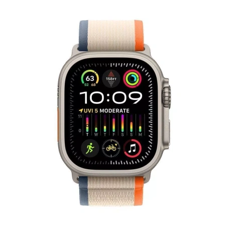 Apple Watch Ultra 2 49 mm Titanium Case Orange/Beige Trail Loop (S/M)